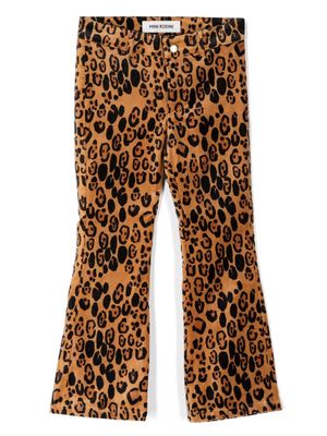 Mini Rodini leopard-print velvet flared trousers - Brown