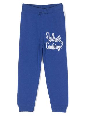 Mini Rodini lettering-intarsia knitted trousers - Blue