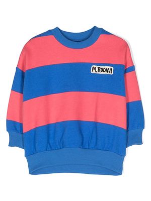 Mini Rodini logo-appliqué striped sweatshirt - Pink