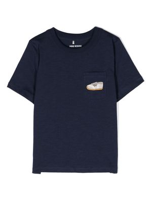 Mini Rodini logo-embroidered cotton T-shirt - Blue
