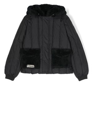 Mini Rodini logo-patch hooded jacket - Black