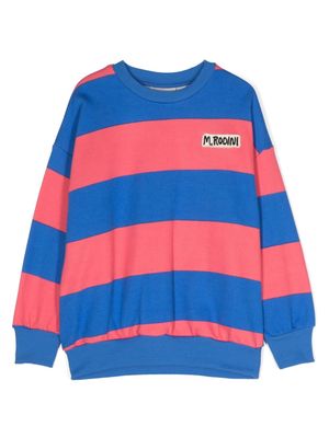 Mini Rodini logo-patch striped cotton jumper - Pink