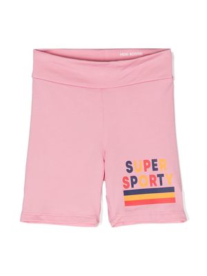 Mini Rodini logo-print legging shorts - Pink