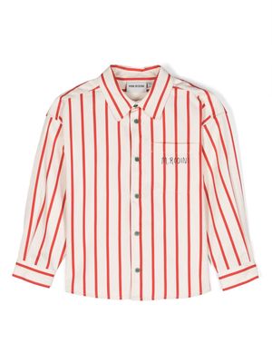 Mini Rodini logo-print striped cotton shirt - Neutrals