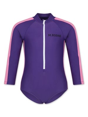 Mini Rodini logo-print UV-protective swimsuit - Purple