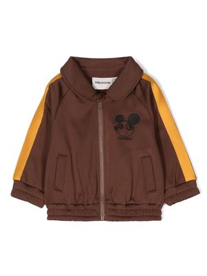 Mini Rodini mouse-embroidered track jacket - Brown