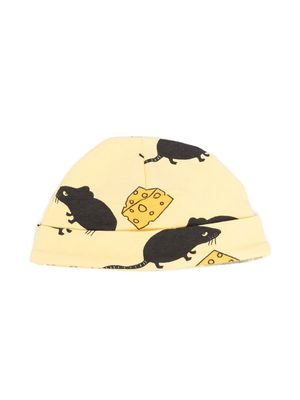 Mini Rodini mouse graphic-print cap - Yellow