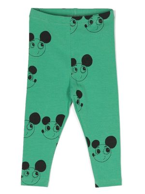 Mini Rodini mouse-print leggings - Green