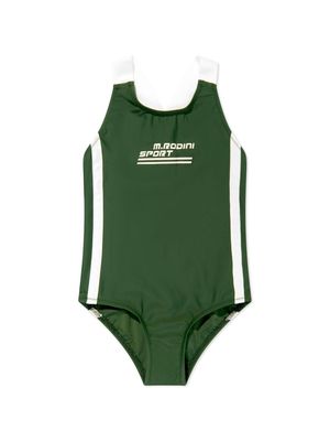 Mini Rodini side-stripe logo-print swimsuit - Green