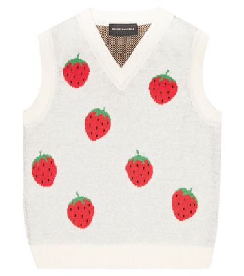 Mini Rodini Strawberry jacquard cotton sweater vest