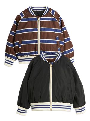 Mini Rodini stripe-tipping reversible jacket - Brown