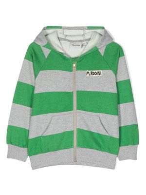 Mini Rodini striped cotton zip-up hoodie - Green
