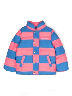 Mini Rodini striped logo-embroidered padded jacket - Pink