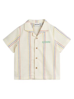 Mini Rodini striped logo-print shirt - Neutrals