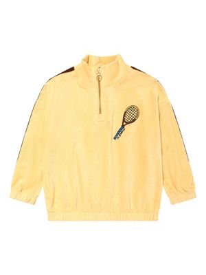 Mini Rodini Tennis-embroidered organic cotton sweatshirt - Yellow