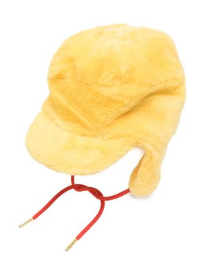 Mini Rodini tie-fastening faux-fur cap - Yellow