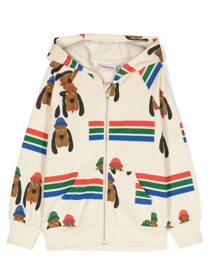 Mini Rodini zip-up cotton hoodie - Neutrals