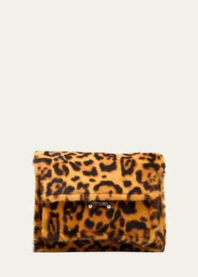 Mini Trunk Leopard Calf Hair Crossbody Bag