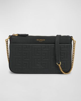 Mini Zip Wallet on Chain in Monogram Leather