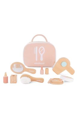 Miniland Beauty 8-Piece Wooden Doll Accessory Set in Pink