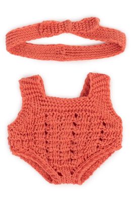 Miniland Knit Bodysuit & Headband Set for 8.25-Inch Doll in Red