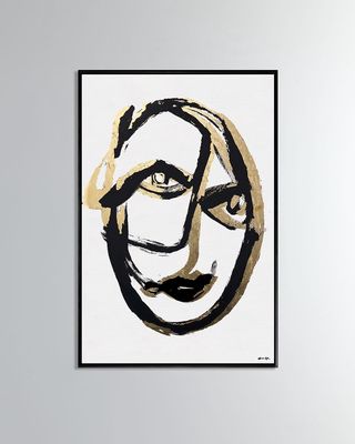 'Minimalist Portrait Abstract II' Hand-Embellished Giclee