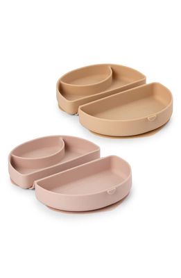 Miniware Set of 2 Silifold Portable Plates in Almond Butter/Pink Salt