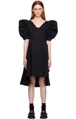 MINJUKIM Black Apron Midi Dress