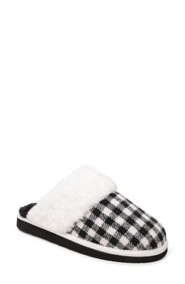 Minnetonka Chesney Mule Slipper in Black-White Check