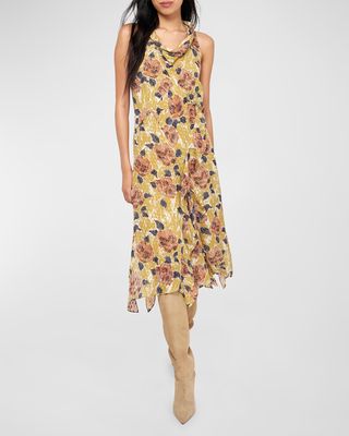Minnie Floral-Print Cowl-Neck Midi Dress