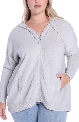 MINNIE ROSE Cashmere Zip Hoodie Jacket in Light Heather Grey 