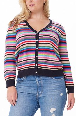 MINNIE ROSE Weekend Stripe Cotton & Cashmere Cardigan in Multistripe Pink 