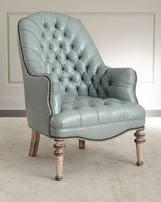 Mint Tufted-Leather Chair