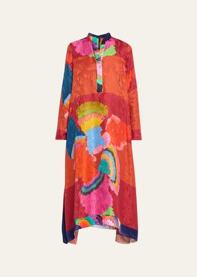 Minu Abstract Jacquard Silk Maxi Dress