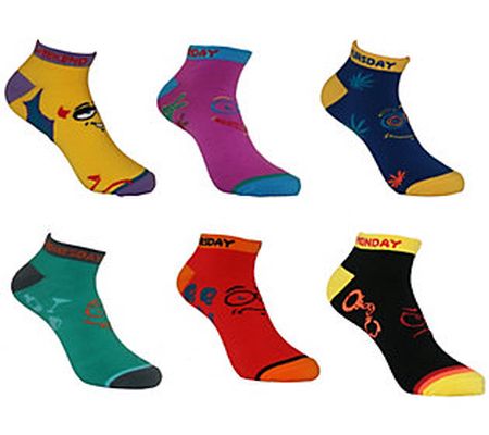 MinxNY 6 Pairs "Days Of The Week" Anklet Socks