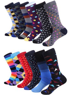 Mio Marino Crew Cut Dress Socks - Assorted Designs in Trendy Collection