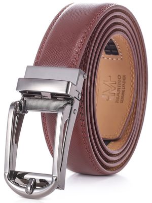 Mio Marino Men's Ballast Leather Linxx Ratchet Belt in Amber Adjustable from 28" to 44"