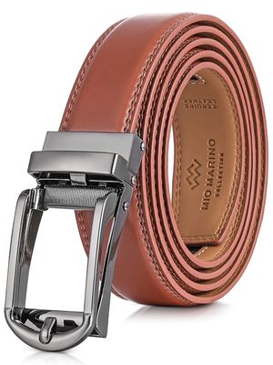 Mio Marino Men's Ballast Leather Linxx Ratchet Belt in Light Umber Adjustable from 28" to 44"