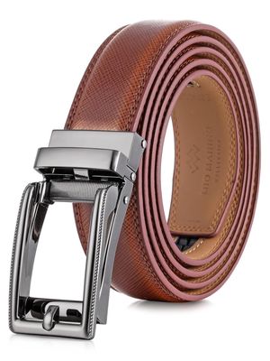 Mio Marino Men's Fissure Leather Linxx Ratchet Belt in Burnt Umber Adjustable from 48" to 64"