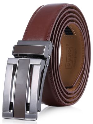 Mio Marino Men's Grandiose Ratchet Belt in Brown Adjustable from 28" to 44"