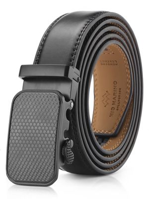 Mio Marino Men's Labyrinth Pattern Ratchet Belt in Deep Charcoal Adjustable from 48" to 64"