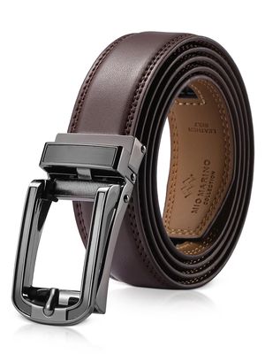 Mio Marino Men's Lockdown Leather Linxx Ratchet Belt in Umber Adjustable from 38" to 54"