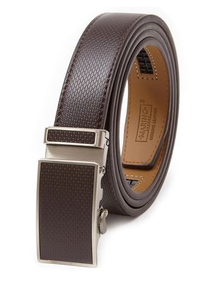 Mio Marino Men's Netted Leather Ratchet Belt in Nut Brown Adjustable from 28" to 44"