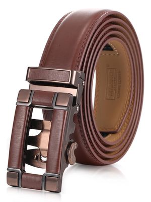 Mio Marino Men's Point Square Ratchet Belt in Brown Adjustable from 28" to 44"