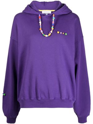 Mira Mikati beaded-necklace organic-cotton hoodie - Purple
