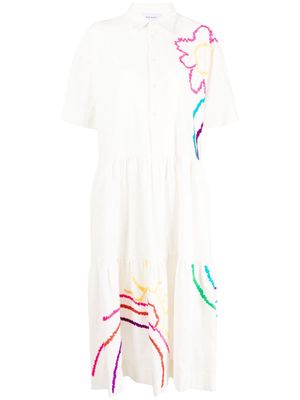 Mira Mikati embroidered short-sleeve shirtdress - White