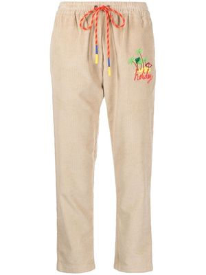 Mira Mikati embroidered slim-cut corduroy trousers - Brown