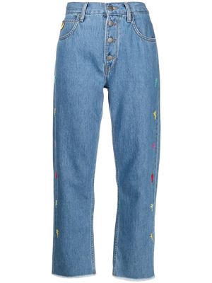 Mira Mikati embroidered straight-leg jeans - Blue