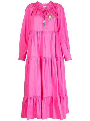 Mira Mikati embroidered tiered cotton dress - Pink