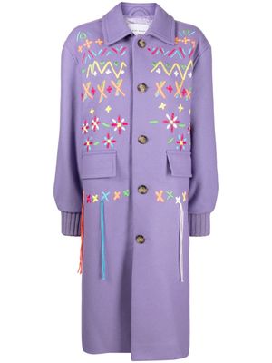 Mira Mikati fair isle embroidered coat - Purple